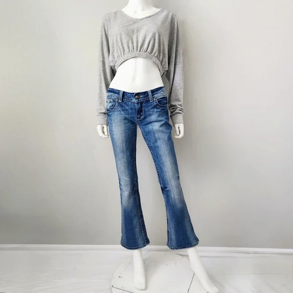 Miss Me Boot / Kick Flare Ankle Jeans With Studs & Contrast Stitching, Size 28 - Picture 9 of 16